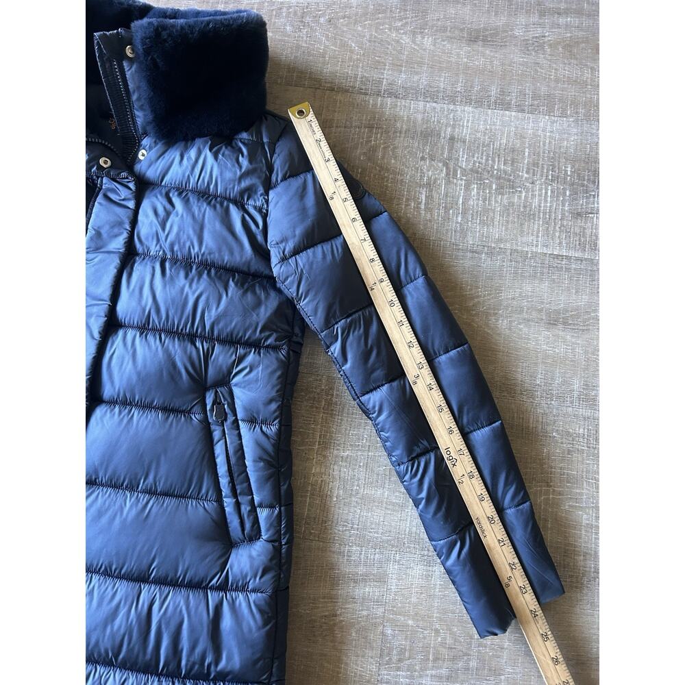 Save The Duck Dalea Faux Fur Collar Longline Puffer Jacket Blue Women’s Small - Picture 5 of 14